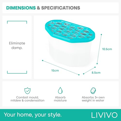 LIVIVO Pack of 10x 500ml Interior Dehumidifiers- Helps Stop Damp, Mildew, Mould Condensation Moisture Absorber Remover in Home Kitchen Wardrobe Bedroom Caravan Office Garage Bathroom, Basement