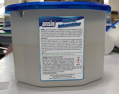 ANSIO Dehumidifier 500ml Pack of 5 Condensation Remover Moisture Absorber Dehumidifiers for Damp, Mould, Moisture in Home, Kitchen, Wardrobe, Bedroom, Caravan, Office, Garage, Bathroom, Basement