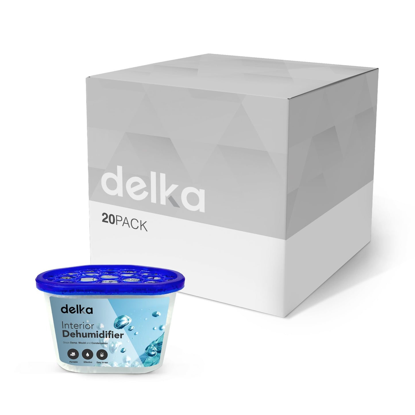 Delka Dehumidifiers 500ml Moisture, Damp Absorbers, Disposable Condensation Remover, Dehumidifiers for Mould Compact & Portable Design for Bedroom, Kitchen, Office, Bathroom, Garage, Wardrobe (5 PACK)