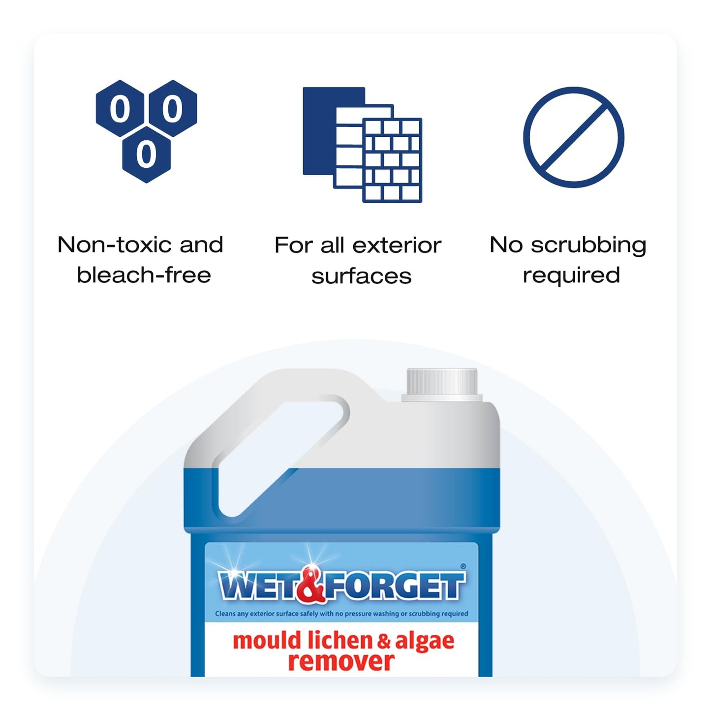 Wet & Forget Mould, Lichen & Algae Remover, Outdoor Cleaning Solution, Black Mould Remover, Bleach Free, 5 Litre