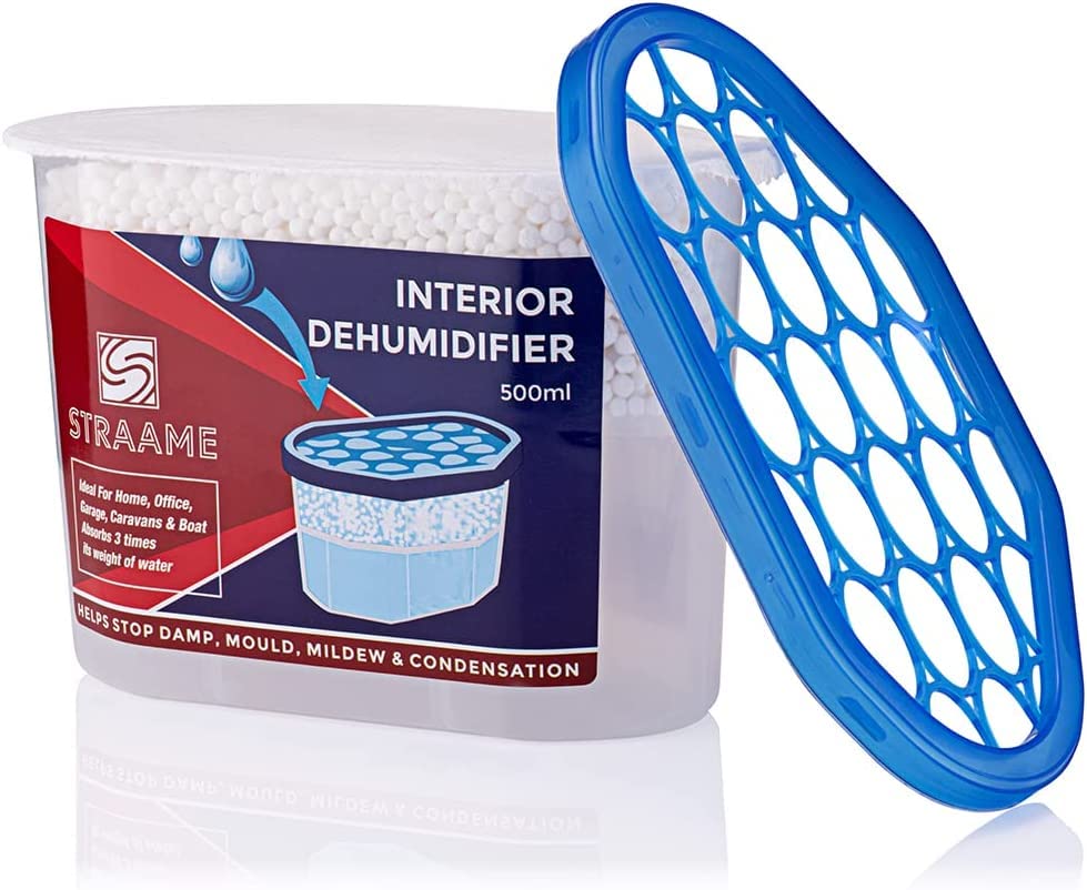 Straame Home | Interior Dehumidifier | Helps Prevent Damp, Mildew, Mould and Condensation | Long Lasting | Hydrophilic Crystals | Ideal for Any Room | (Interior, 10)