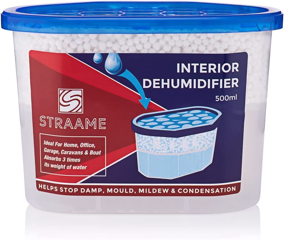 Straame Home | Interior Dehumidifier | Helps Prevent Damp, Mildew, Mould and Condensation | Long Lasting | Hydrophilic Crystals | Ideal for Any Room | (Interior, 10)