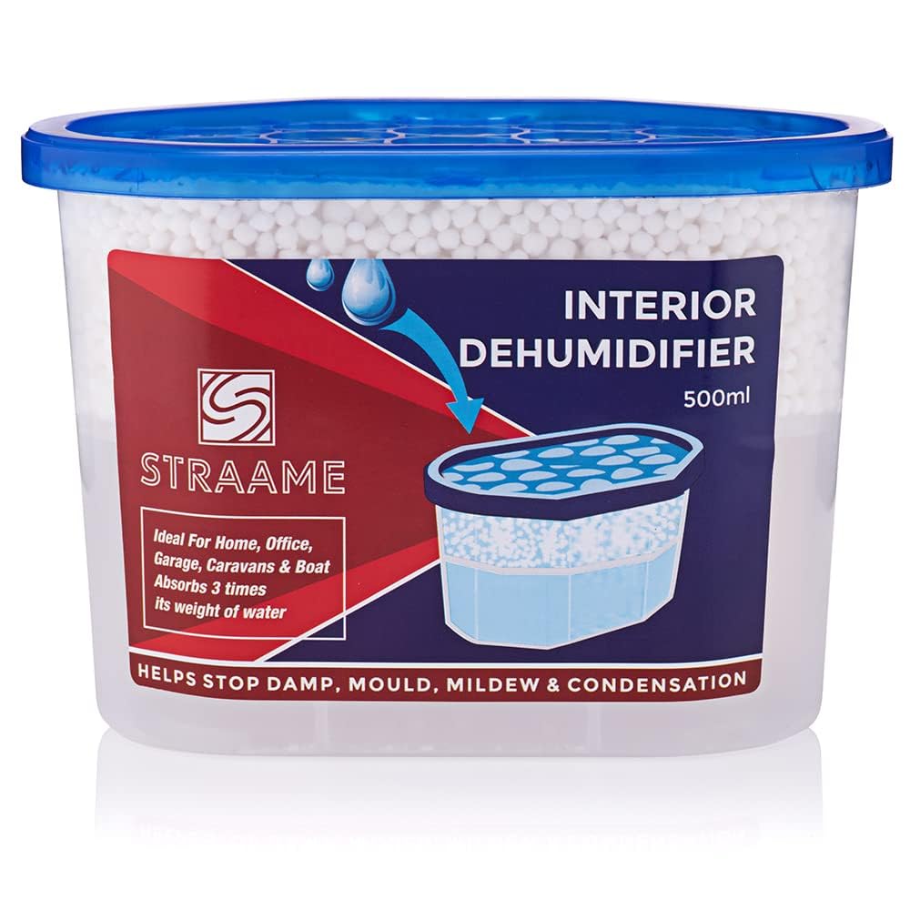 Straame Home | Interior Dehumidifier | Helps Prevent Damp, Mildew, Mould and Condensation | Long Lasting | Hydrophilic Crystals | Ideal for Any Room | (Interior, 10)