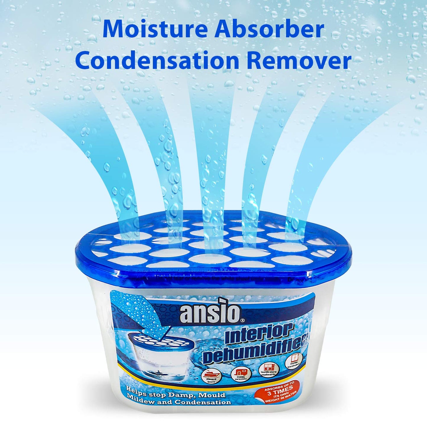 ANSIO Dehumidifier 500ml Pack of 5 Condensation Remover Moisture Absorber Dehumidifiers for Damp, Mould, Moisture in Home, Kitchen, Wardrobe, Bedroom, Caravan, Office, Garage, Bathroom, Basement