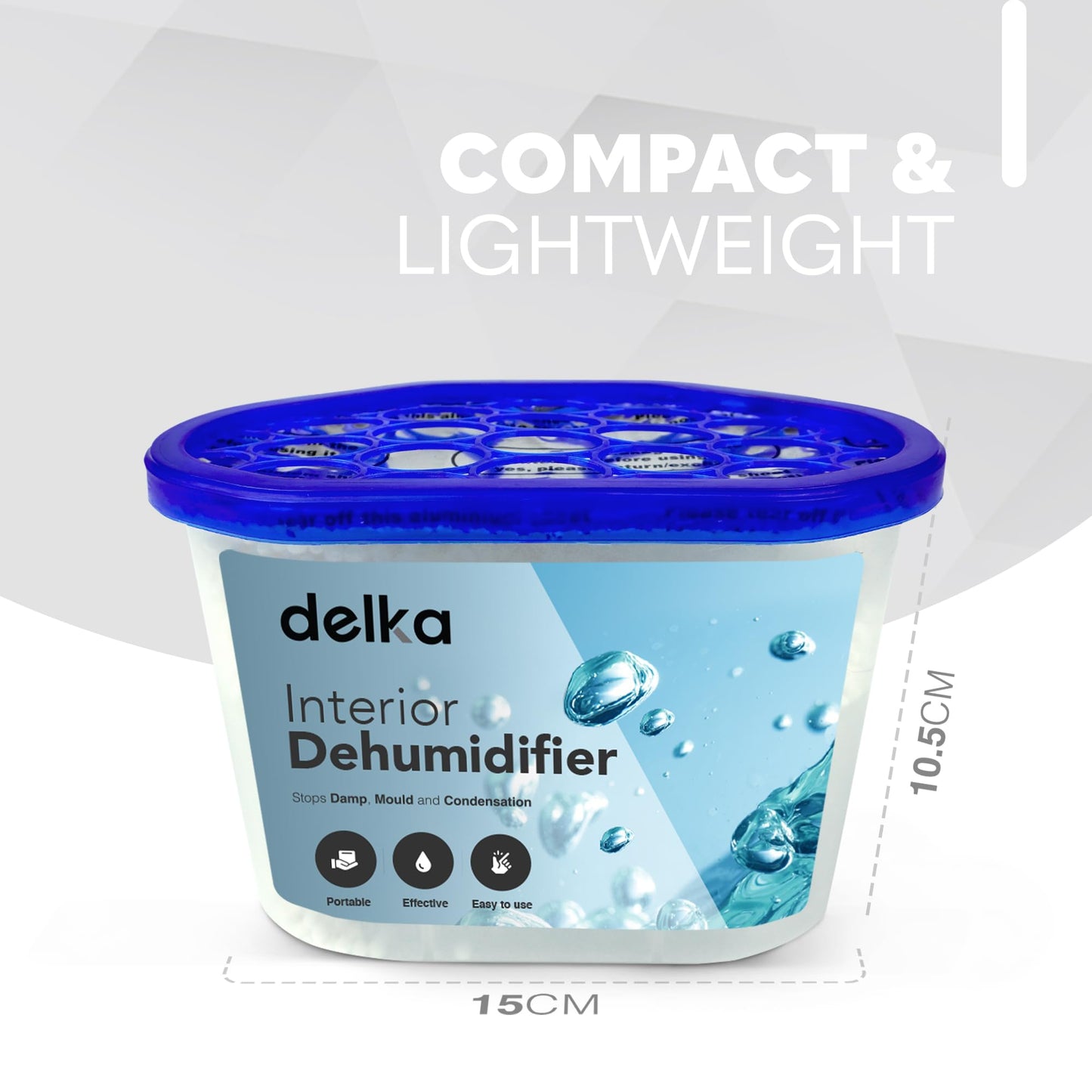 Delka Dehumidifiers 500ml Moisture, Damp Absorbers, Disposable Condensation Remover, Dehumidifiers for Mould Compact & Portable Design for Bedroom, Kitchen, Office, Bathroom, Garage, Wardrobe (5 PACK)