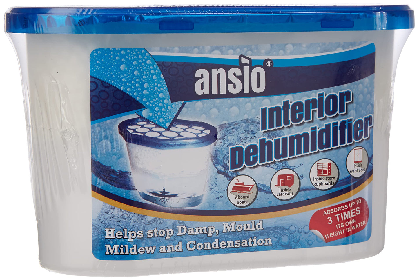 ANSIO Dehumidifier 500ml Pack of 5 Condensation Remover Moisture Absorber Dehumidifiers for Damp, Mould, Moisture in Home, Kitchen, Wardrobe, Bedroom, Caravan, Office, Garage, Bathroom, Basement