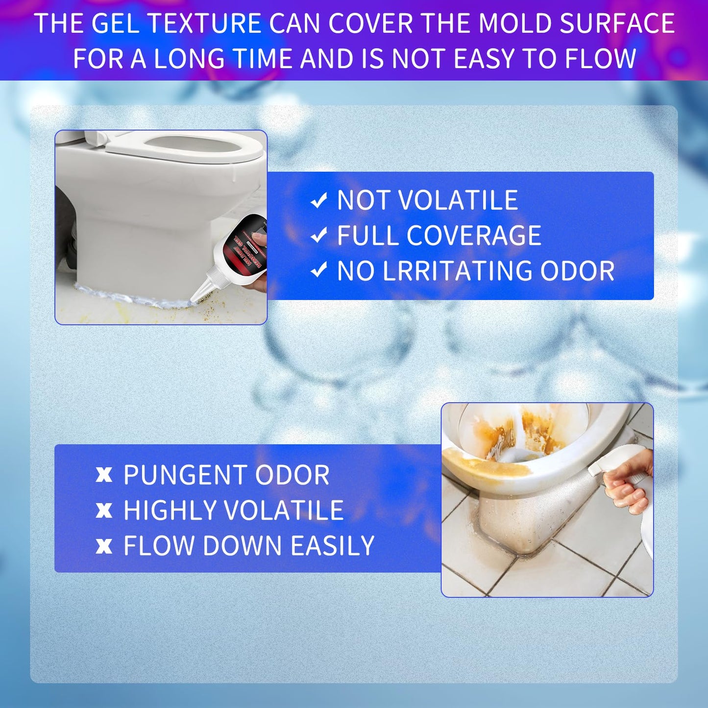 Mould Remover, Large Capacity Mold Remover Gel, Magic Deep Clean Remover Mildew for Household Mould and Mildew Remover, Toilet, Washing Machine, Seal Bathroom, Kitchen Sink, Tile Grout Stains (200g)