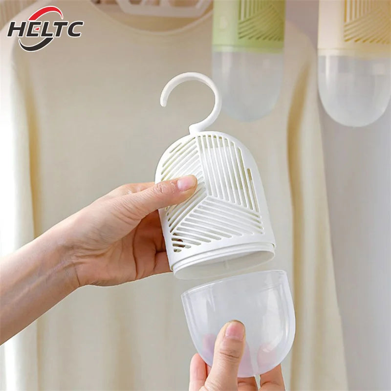 Reusable Clothes Dehumidification Box Hanging Dehumidifier Packs Anti-Mold With Water Collector&Hook For Wardrobe Closet Cabinet