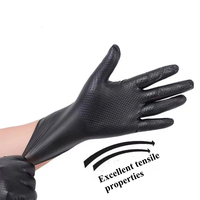 Disposable nitrile gloves orange or black diamond textured diamond heavy duty thickness 7 mil meet the standard for mechanical