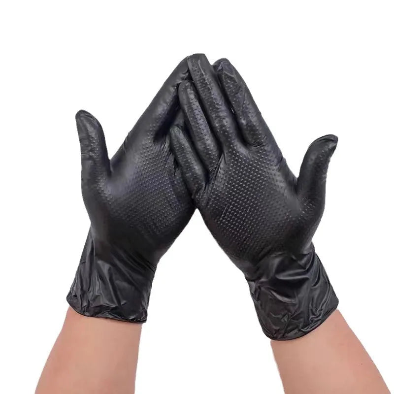 Disposable nitrile gloves orange or black diamond textured diamond heavy duty thickness 7 mil meet the standard for mechanical