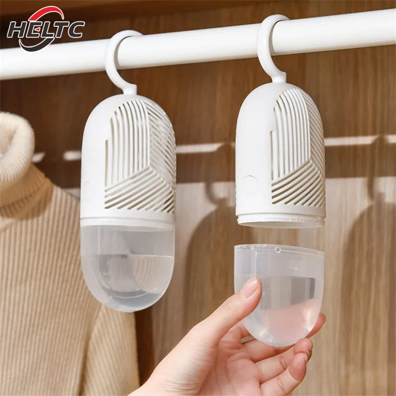 Reusable Clothes Dehumidification Box Hanging Dehumidifier Packs Anti-Mold With Water Collector&Hook For Wardrobe Closet Cabinet