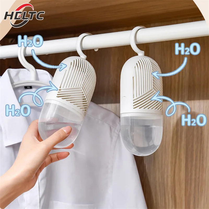 Reusable Clothes Dehumidification Box Hanging Dehumidifier Packs Anti-Mold With Water Collector&Hook For Wardrobe Closet Cabinet